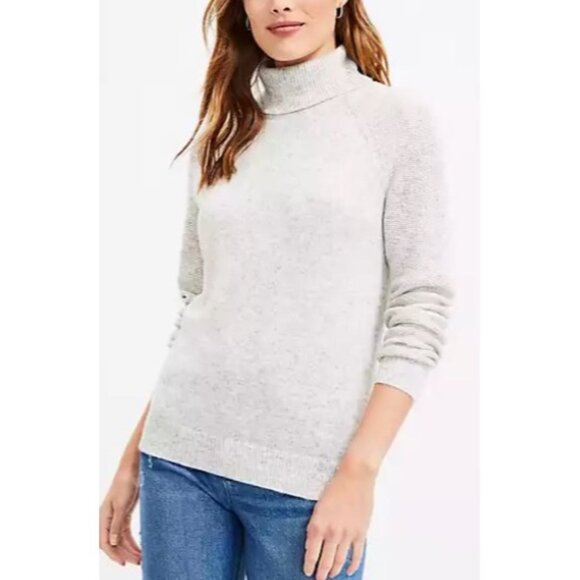 LOFT Women's  Size XS Stitchy Turtleneck Sweater Gray - Picture 1 of 11
